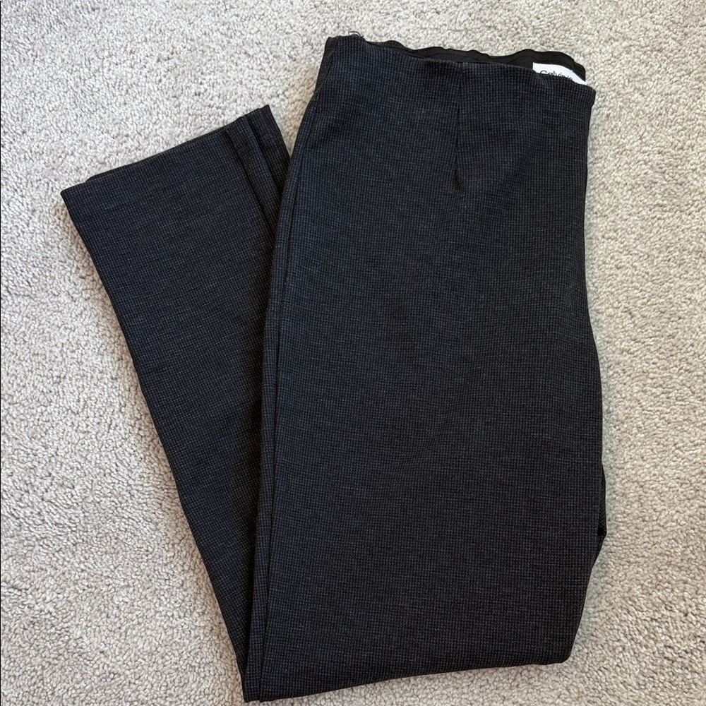 Calvin Klein Charcoal Textured Pull On Trousers Size 12